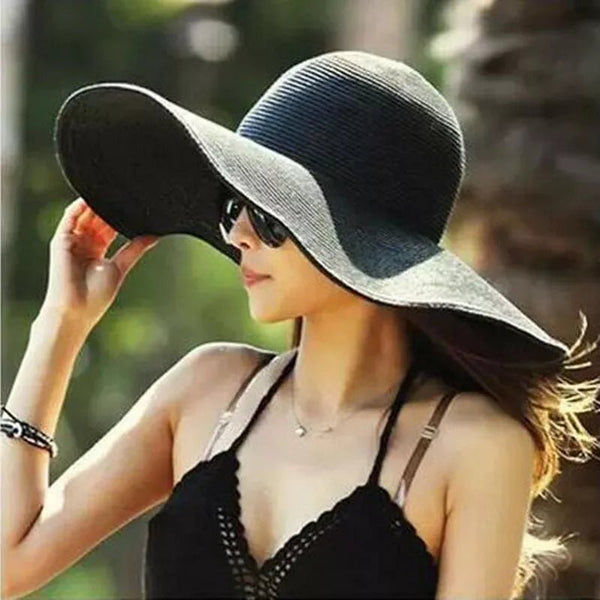 2016 new fashion Letter Embroidery panama hat Large Brim Sunbonnet Straw hat Women's Summer Sun Hat Foldable Adjustable - Tuistee Fashion Store