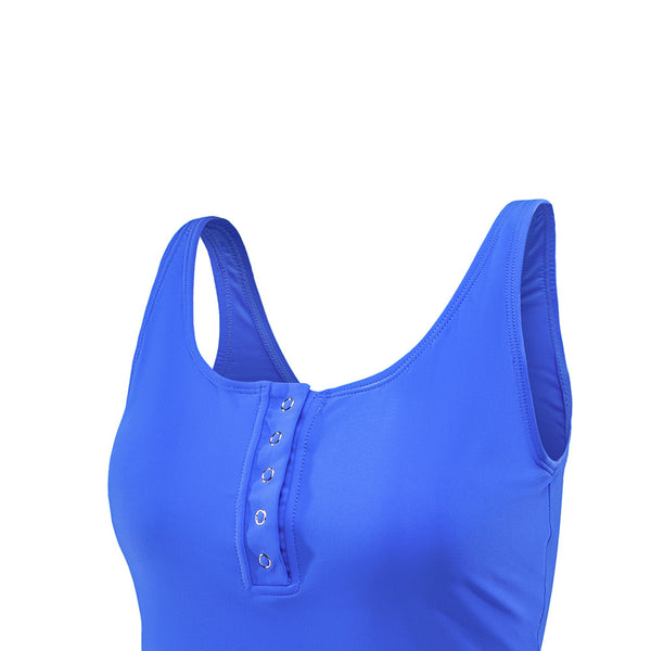 Blue Sexy Square Neck Sleeveless Floral Print Tankini Swimsuit