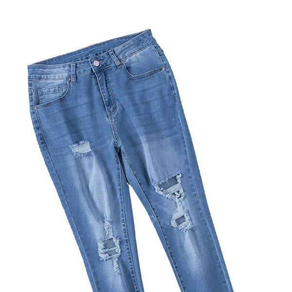 Light Blue High Waist Distressed Skinny Jeans