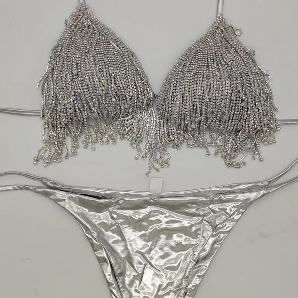 newest 2022 crystal bikini diamond swimwear biquini diamond bikini beachwear popular swim suit  rhinestone swimsuits bikini