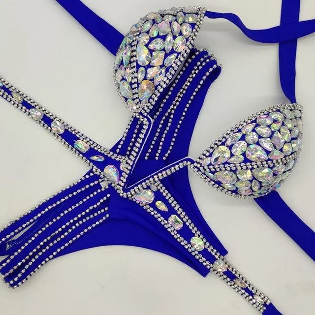 Set bikini con paillettes V collar 2020 Venus Vacation, costume da bagno con push-up e pietre scintillanti