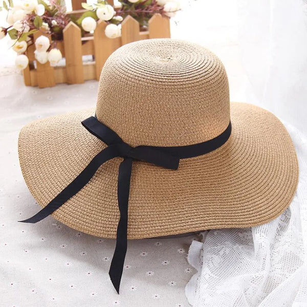 cappello di paglia estivo da donna cappello da spiaggia a tesa larga grande cappello da sole pieghevole protezione solare protezione UV cappello panama bone chapeu feminino