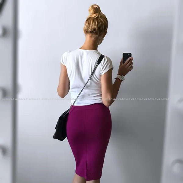 High quality skirts womens 2020 Office Skirt Women Slim Knee Length High Waist Stretch Cotton Straight Pencil Skirts