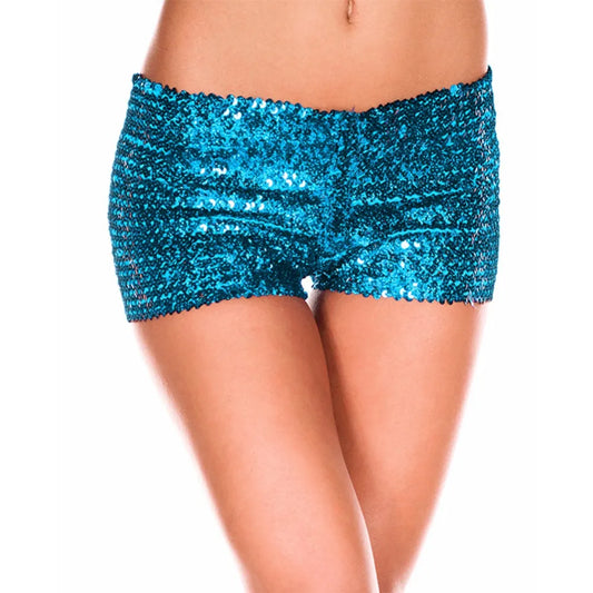 Bling Ladies Sequin Shorts 1980s Costume Party Dance Disco Wear Booty Shorts Boy Leg Burlesque Sexy Low Waist Club Shorts