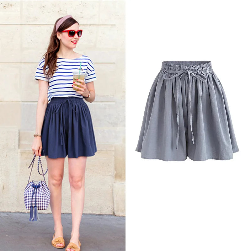 Summer Wide Leg Shorts Women  Casual short Loose High waist Female Short pants  M-6XL