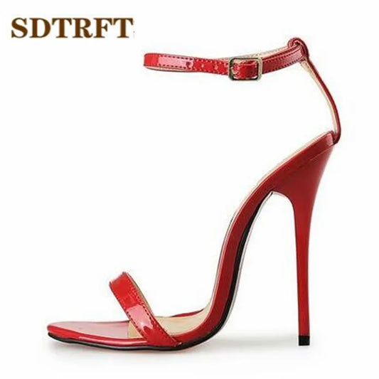 SDTRFT Plus Size:45 46 47 48 Women Party Sandals Summer Elegant 13cm Thin High Heels Mujer Dress Shoes Peep Toe Party Red Pumps