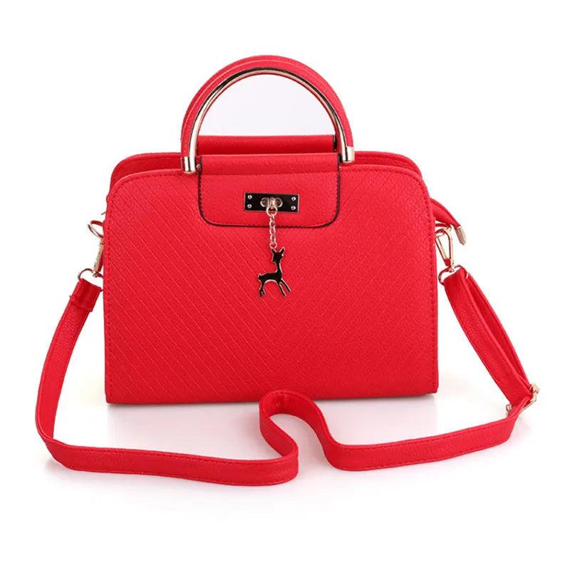 Fashion Handbag New Women Leather Bag Large Capacity Shoulder Bags Casual Tote Simple Top-handle Hand Bags Deer Decor