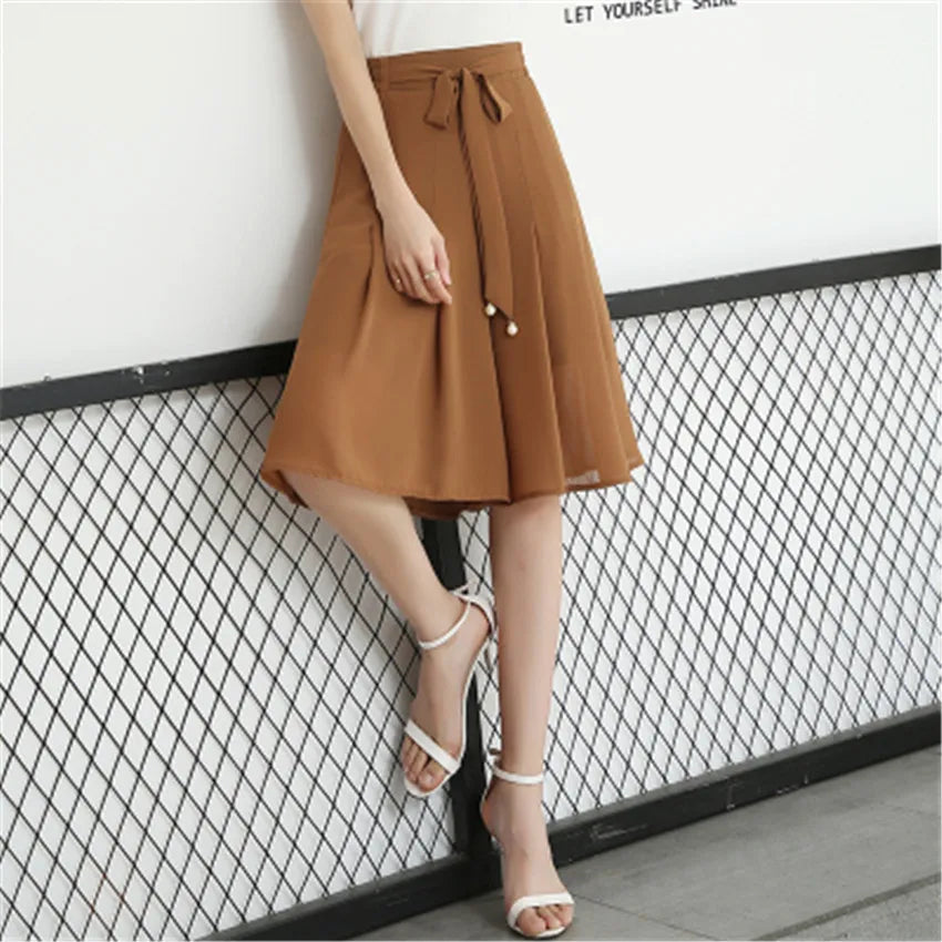 Gowyimmes 2021 Summer Big Size Women Loose Chiffon Shorts Slim Lady High Waist Thin Skirt Shorts girl Shorts Streatwear Hot 368