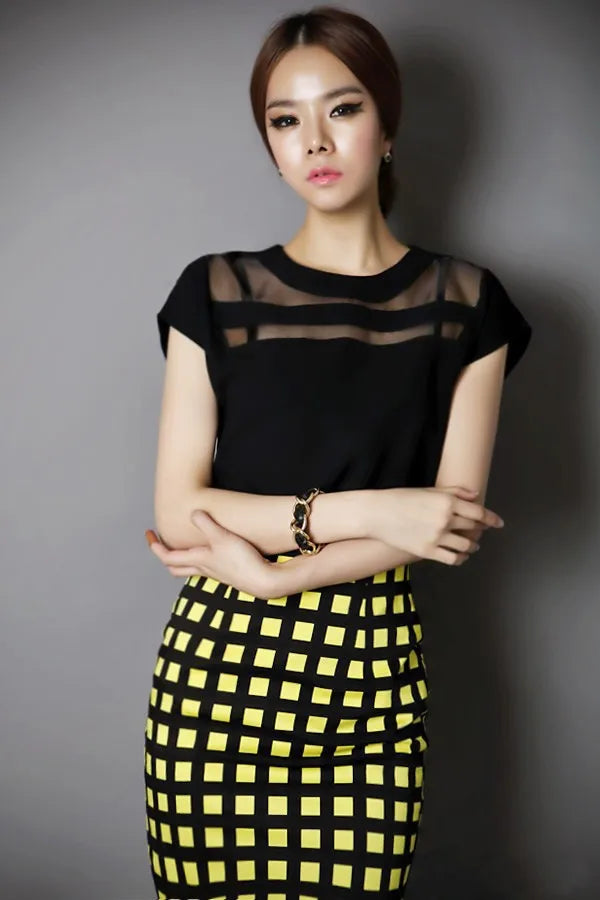 2022 Summer Ladies Black Tops Chiffon Shirts Blouses Women Sheer Cheap Clothes China Femininas Camisas Clothing Female