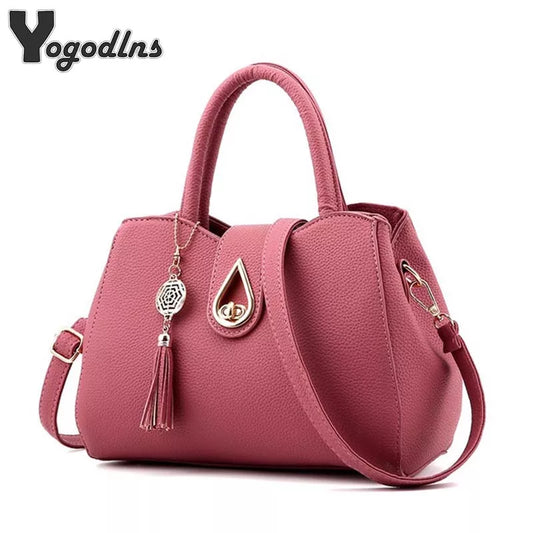 Luxury Brand Women Bag Top-Handle Bags Fashion Shoulder Messenger Bags PU Leather Handbag Ladies Tassel Travel Shopper Totes