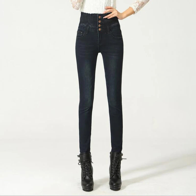 2022 Jeans Womens High Waist Elastic Skinny Denim Long Pencil Pants Size 40 Woman Jeans Camisa Feminina Lady Fat Trousers