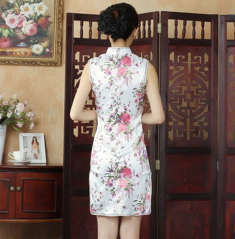 Sexy Estate Mini Cheongsam Lago Blu Vintage Stile Cinese Rayou Slim Qipao delle Donne del Vestito Nuovo Arrivo Abiti Taglia S M L XL XXL