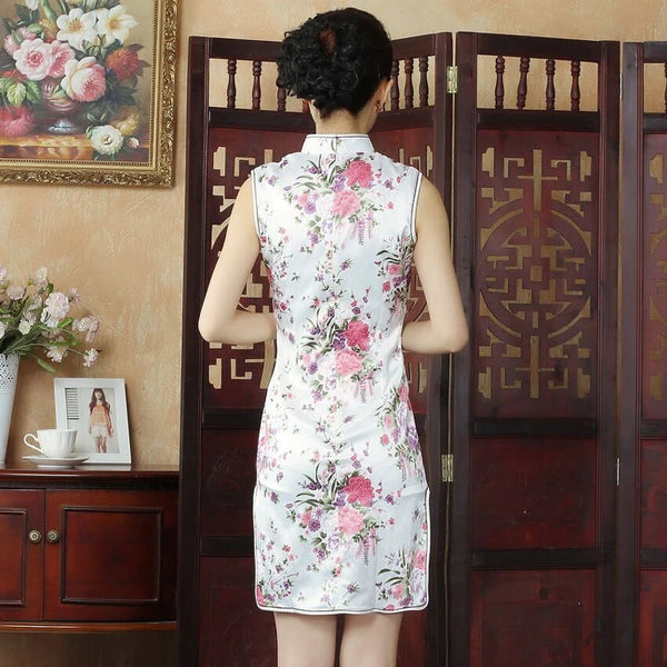 Sexy Estate Mini Cheongsam Lago Blu Vintage Stile Cinese Rayou Slim Qipao delle Donne del Vestito Nuovo Arrivo Abiti Taglia S M L XL XXL