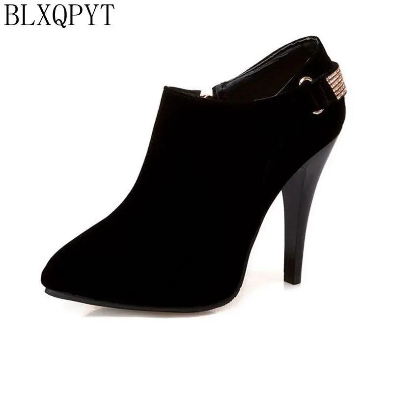 BLXQPYT 2017 New Big &small size 33-50 Women Short ankle boots Sexy high-heel pointed toe Spring Autumn Winter shoes 2-2