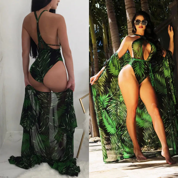 2021 Sexy Women Floral Bikini Beachwear Cover Up Beach Dress Summer Bathing Suit Tops