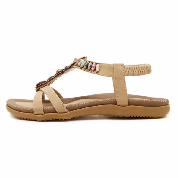 MVVJKE Bohemian Women Sandals Gemstone Beaded Slippers Summer Beach Sandals Women Flip Flops Ladies Flat Shoes