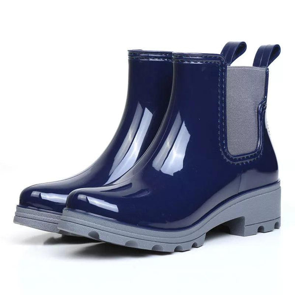 2022 new fashion quality lady PVC rubber shoes warm rain boots bright women's high-heeled elastic low-tube rainboots women shoes