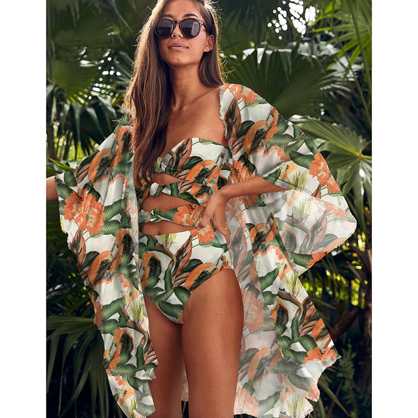 Beach Wear Print Bikini Swimwear Women Wrap Skirt Swimsuit High Waist 2023 Cover Up Sexy Sarong plage Beach Wear Bathing Suit