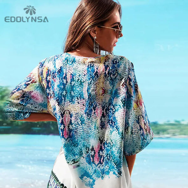 Nuovi Arrivi Spiaggia Caftano Costume Da Bagno Cover up Stampa Chiffon Pareo Donne Robe Plage Costumi Da Bagno Vestito Sexy Sarong Beach Tunica # Q152