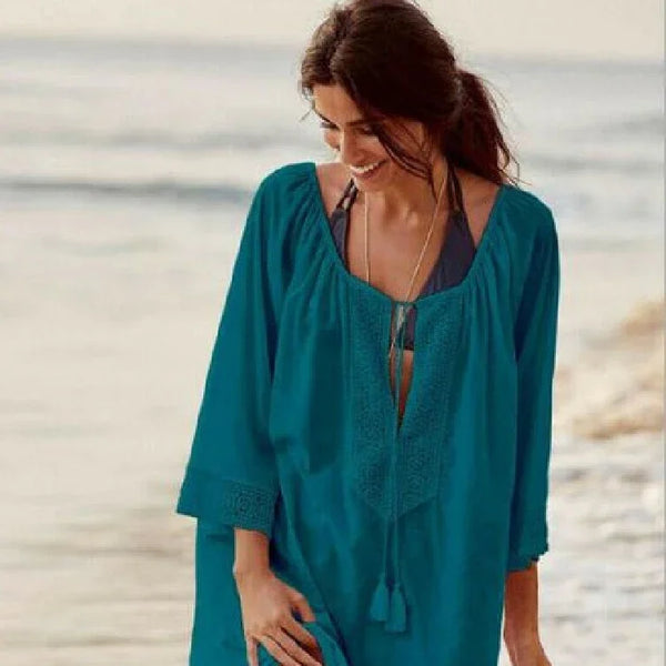 2023 Tunics for Beach Women Swimsuit Cover-ups Woman Swimwear Beach Cover up Beachwear Pareo Mini Dress Saida de Praia Q363