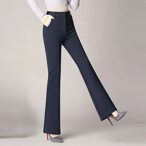 Pantaloni da tuta da donna alla moda di nuova marca pantaloni eleganti a vita alta a zampa d'elefante per le donne pantaloni lunghi dritti da donna casual da ufficio