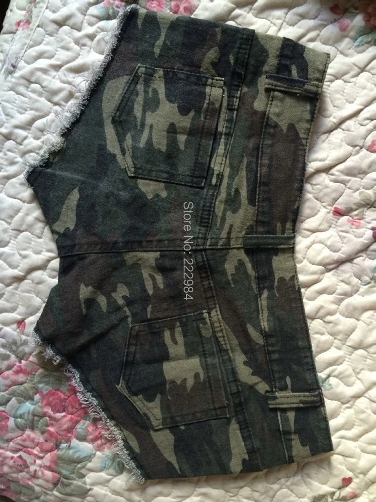 new fashion summer brand ladies girls Low waist sexy disco dance camouflage patterns Fatigues woman stretch tight shorts