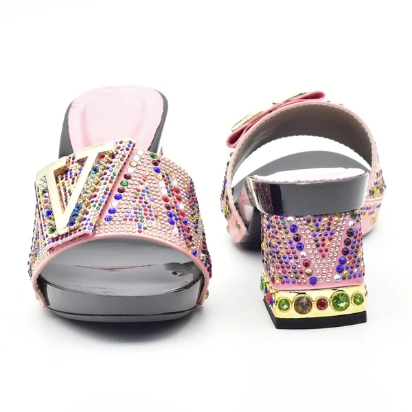 African Matching Shoes and Bag Italian In Women Matching Italian Shoe and Bag Set Decorated with Rhinestone Party Shoes with Bag