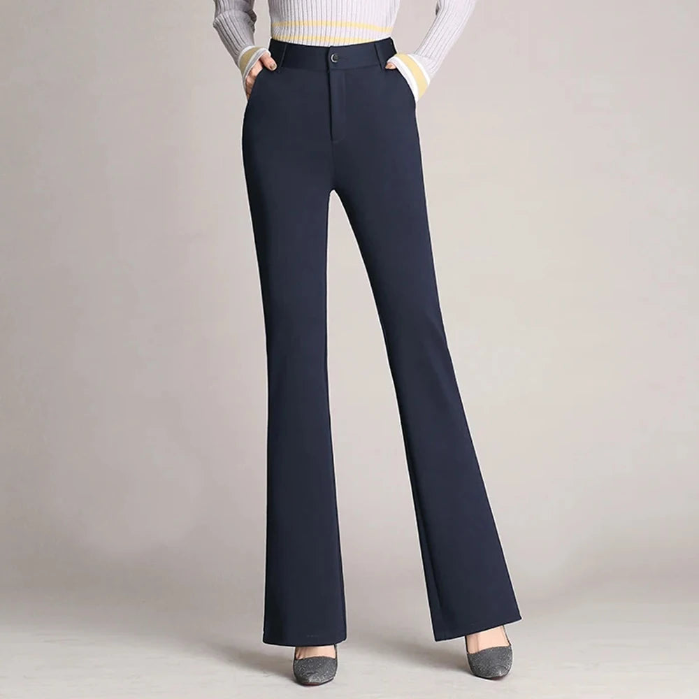 New Brand Fashion Women Suit Pants Elegant High Waist Flare Pants For Women Casual Office Lady Straight Long Trousers Womens