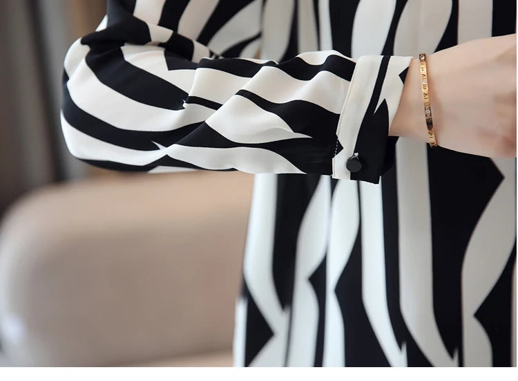 Fashion Woman Blouse 2023 Striped Chiffon Blouse Shirt Long Sleeve Women Shirts Office Work Wear Womens Tops Blusas 0941 60
