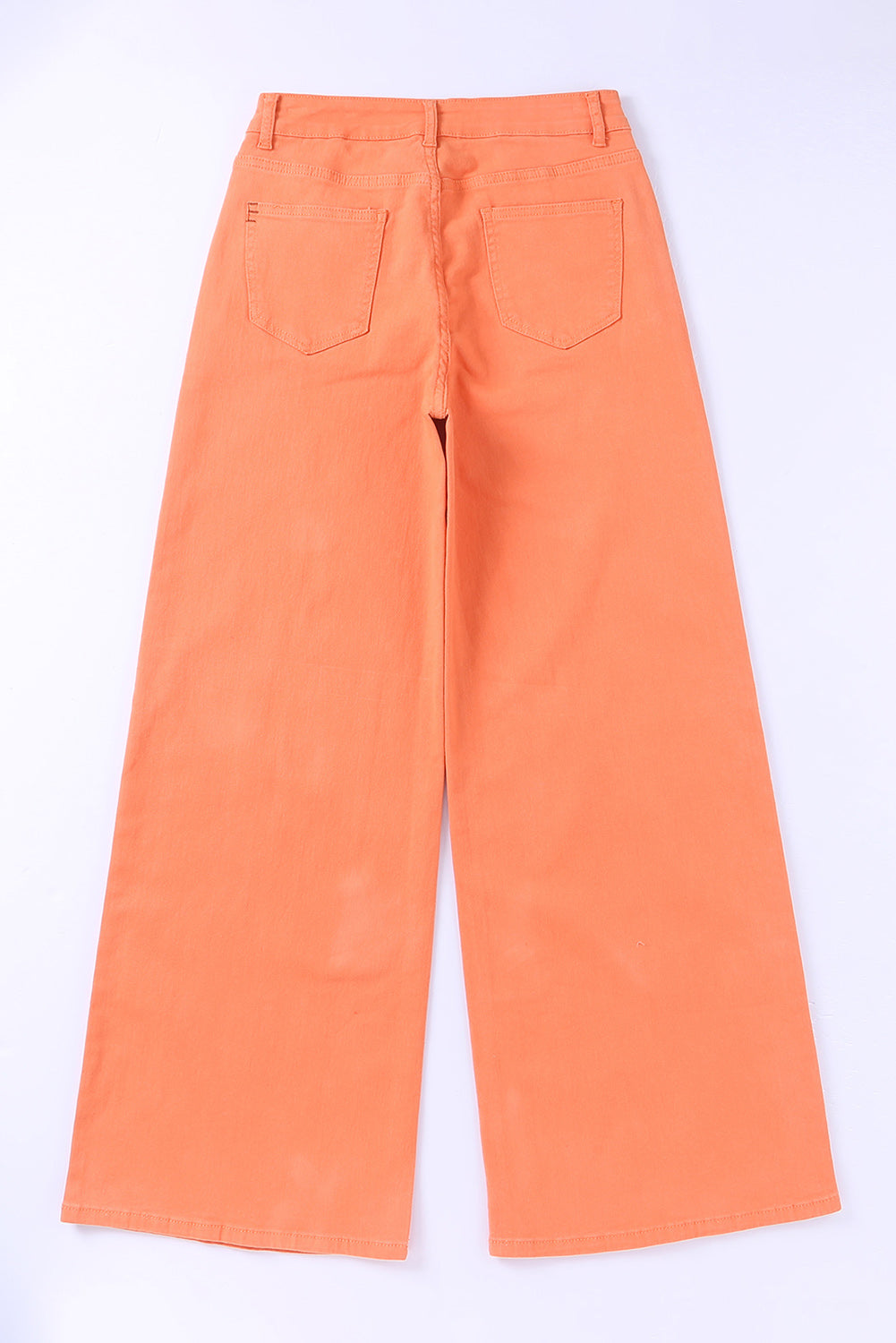 Jeans a gamba larga casual a vita alta con lavaggio acido arancione