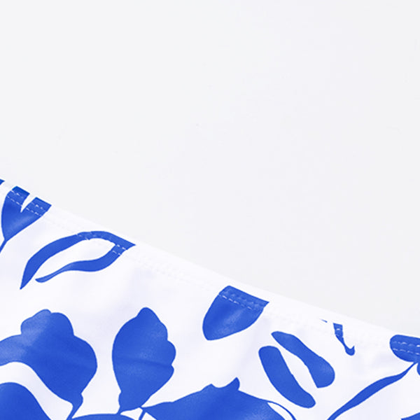 Costume da bagno tankini con stampa floreale senza maniche con scollo quadrato sexy blu